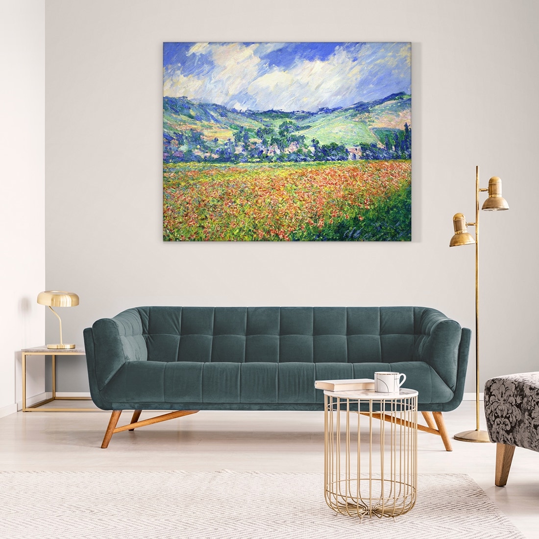 ภาพขึงเฟรมไม้พร้อมแขวน ARTPRINTSIAM - Monet Claude Oscar - Poppy Field, Outskirts of Giverny 1885 100x80cm-1