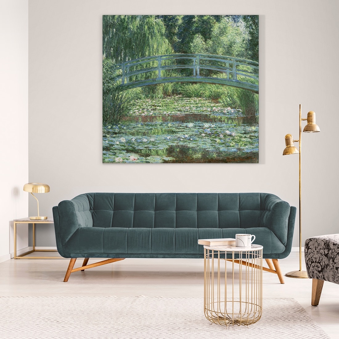 ภาพขึงเฟรมไม้พร้อมแขวน ARTPRINTSIAM - Monet Claude Oscar - The Japanese Footbridge and the Water Lily Pool, Giverny 80x72cm-1