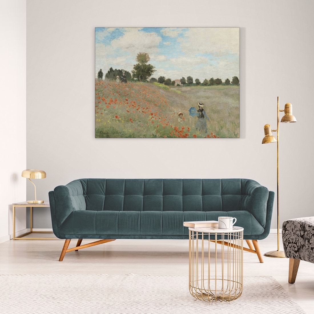 ภาพขึงเฟรมไม้พร้อมแขวน ARTPRINTSIAM - Monet Claude Oscar - Poppy Field 100x80cm-1