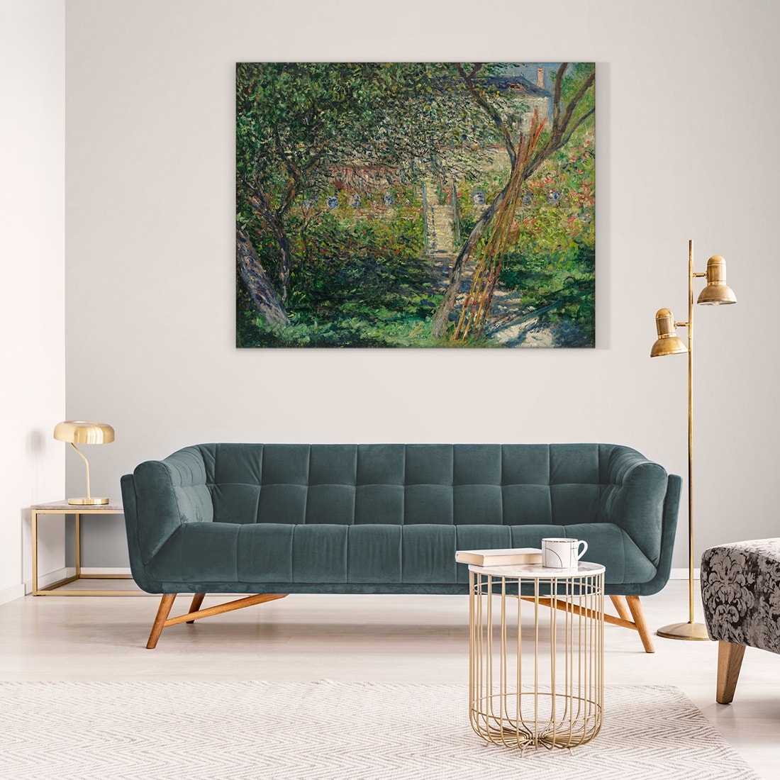 ภาพขึงเฟรมไม้พร้อมแขวน ARTPRINTSIAM - Monet Claude Oscar - The Garden at Vétheuil 100x80cm-1