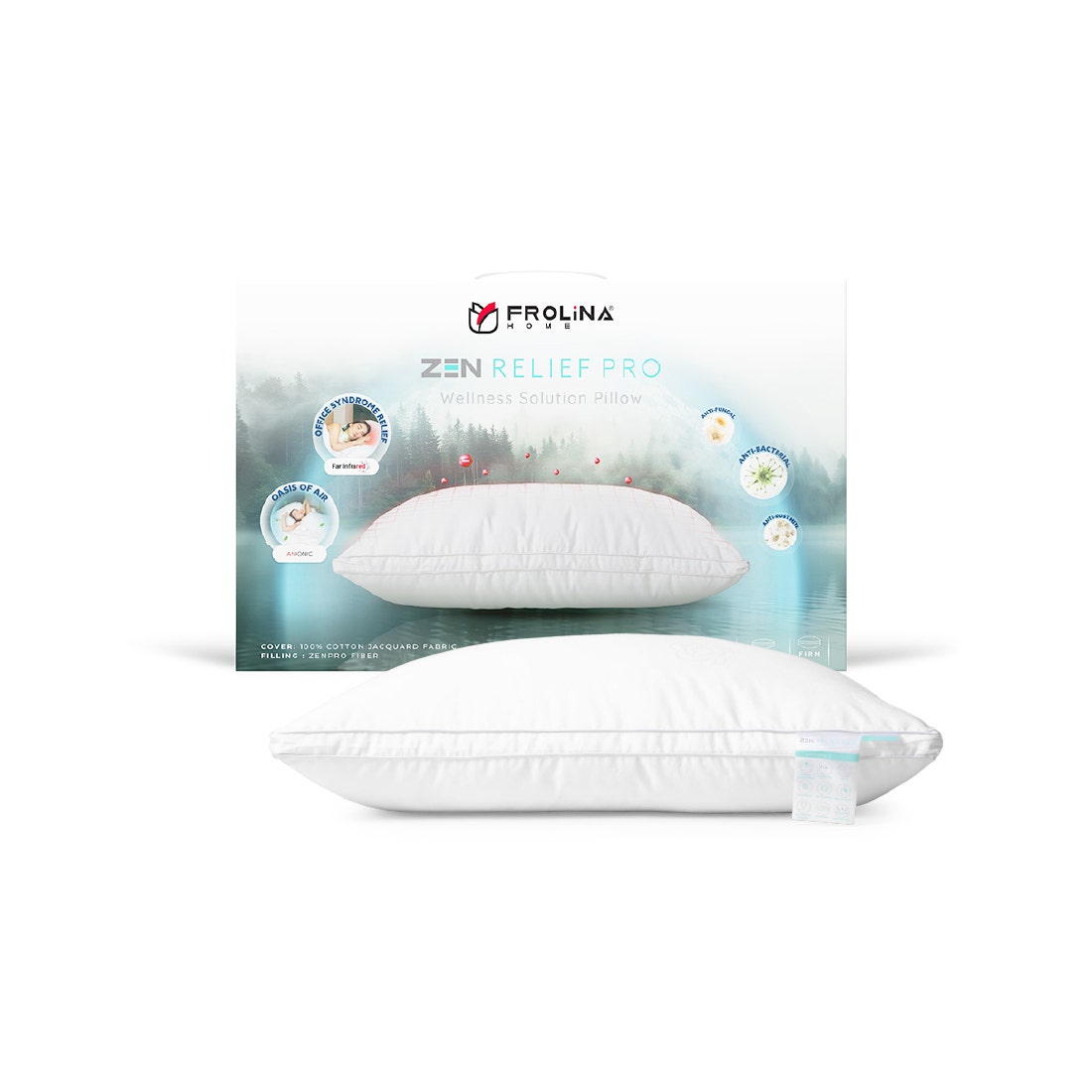 Zen Relief Pro Soft#100% Cotton JQ Fabric#48x74+3CM#White-1