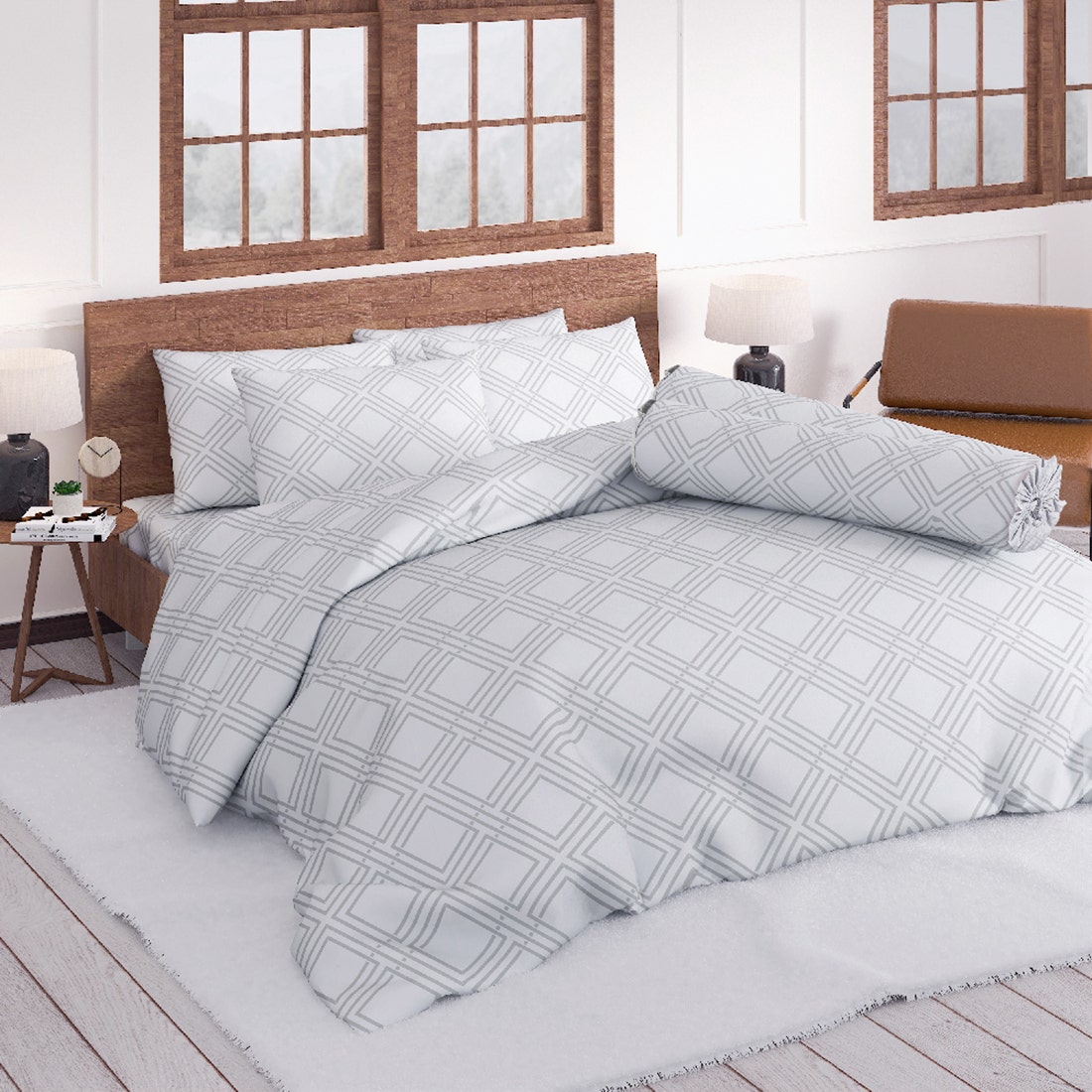 Microtex#Classic Square#1 King Comforter#90x100 Inch#GYL  -1