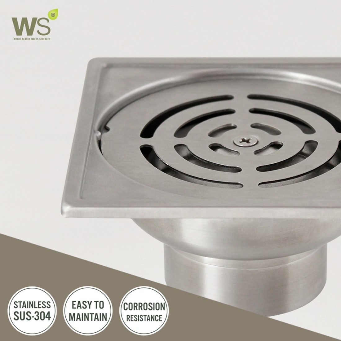 WS ตะแกรงกันกลิ่น รางระบายน้ำ สแตนเลส304 Floor Drain ยาว 40 ซม. TSD-800-1