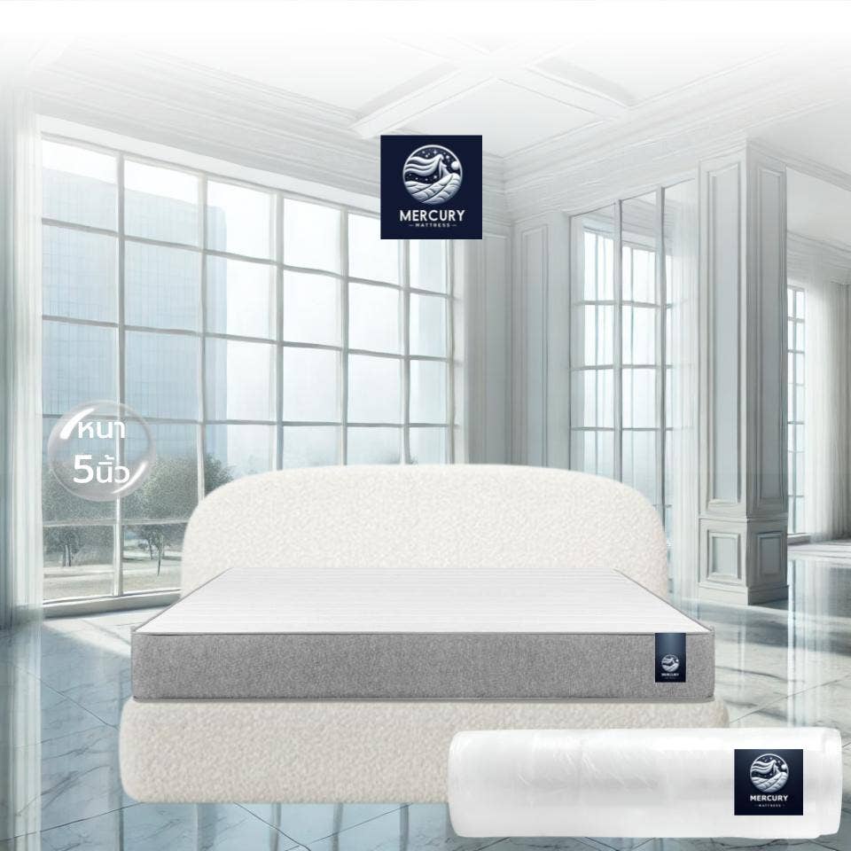 Mercury Mattress ที่นอนยางพาราเสริมฟองน้ำ 5 นิ้ว รุ่น Seoul ขนาด 6 ฟุต อัดสุญญากาศ-1