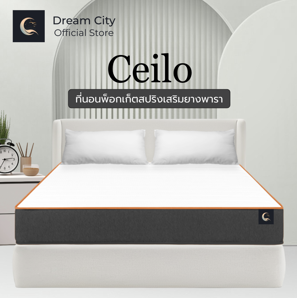 Dreamcity [แพ็คใส่กล่อง] ที่นอนพ็อกเก็ตสปริงเสริมยางพารา รุ่น Ceilo ความหนา 10 นิ้ว,รองรับสรีระได้ดี ขนาด 3.5 ฟุต