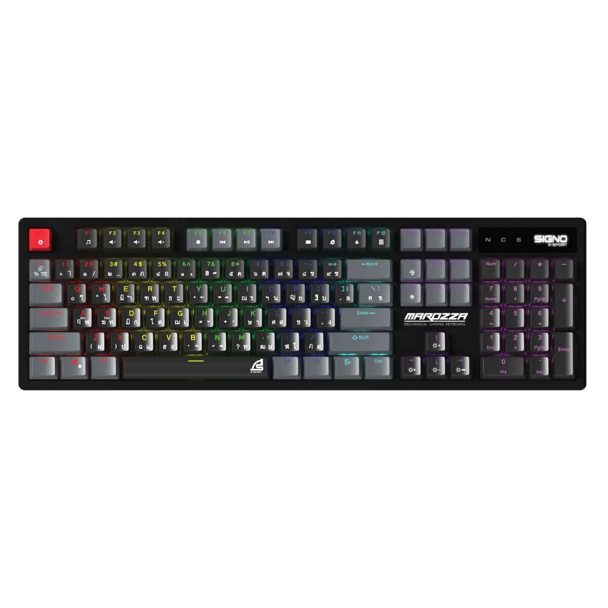 คีย์บอร์ดเกมมิ่ง SIGNO MAROZZA KB-722BLK-R สีดำ (Otemu RED Switch)