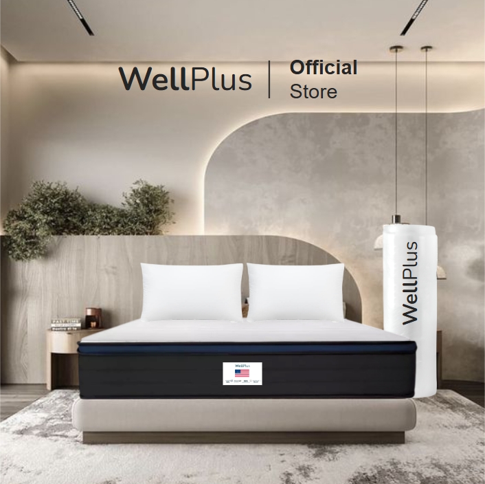 Wellplus [อัดสุญญากาศ] ที่นอนยางพาราแท้เสริมพ็อกเก็ตสปริง รุ่น Bailey หนา 10 นิ้ว ขนาด 3.5ฟุต