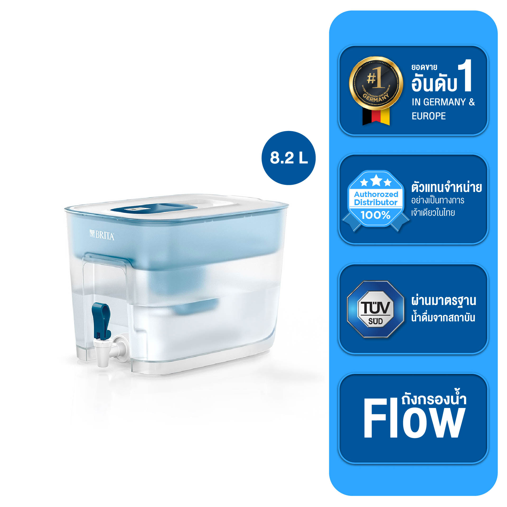 BRITA ถังกรองน้ำ รุ่น Flow พร้อมไส้กรองน้ำรุ่นใหม่ Maxtra PRO-1