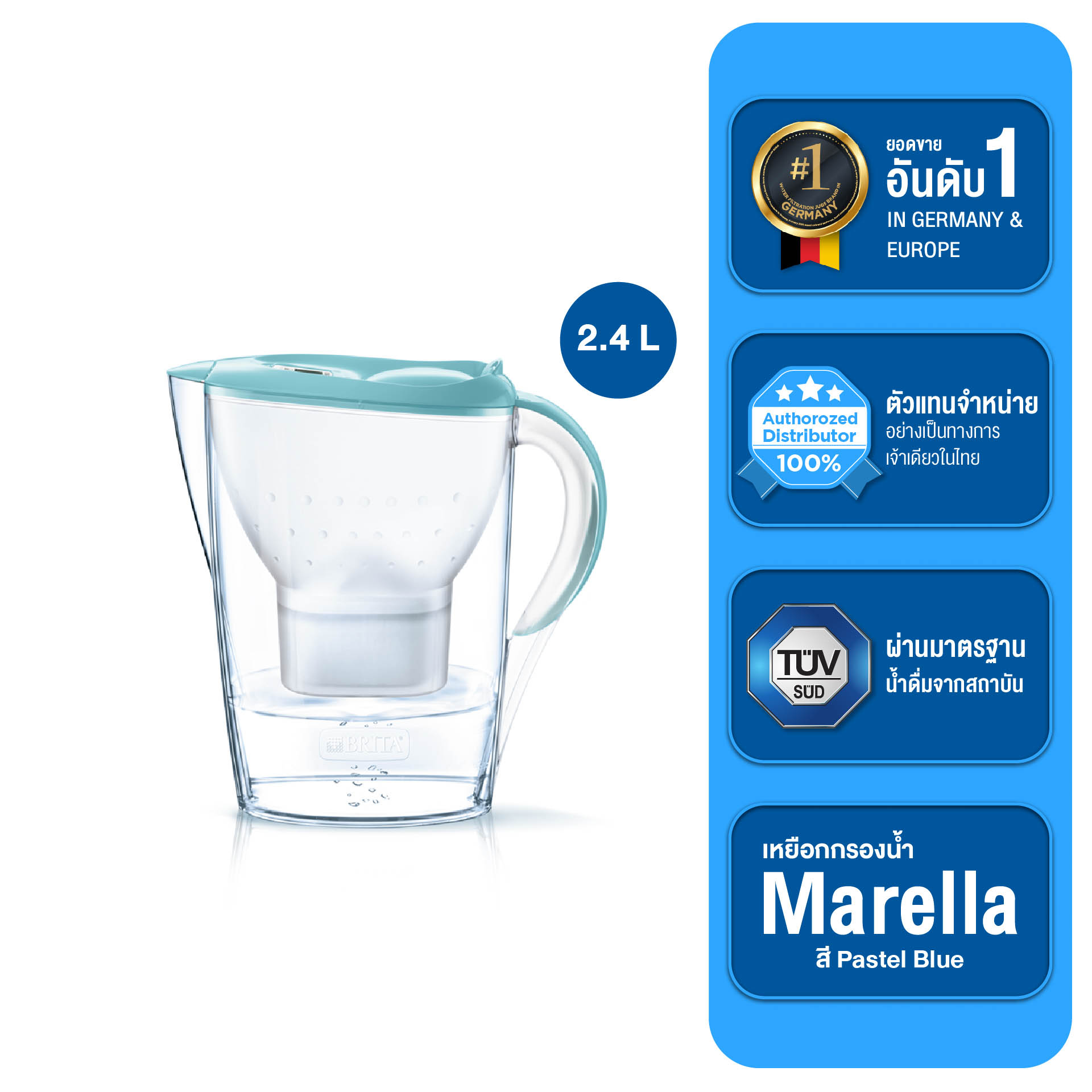 BRITA เหยือกกรองน้ำ รุ่น Marella COOL 2.4L สี Pastel Blue-1