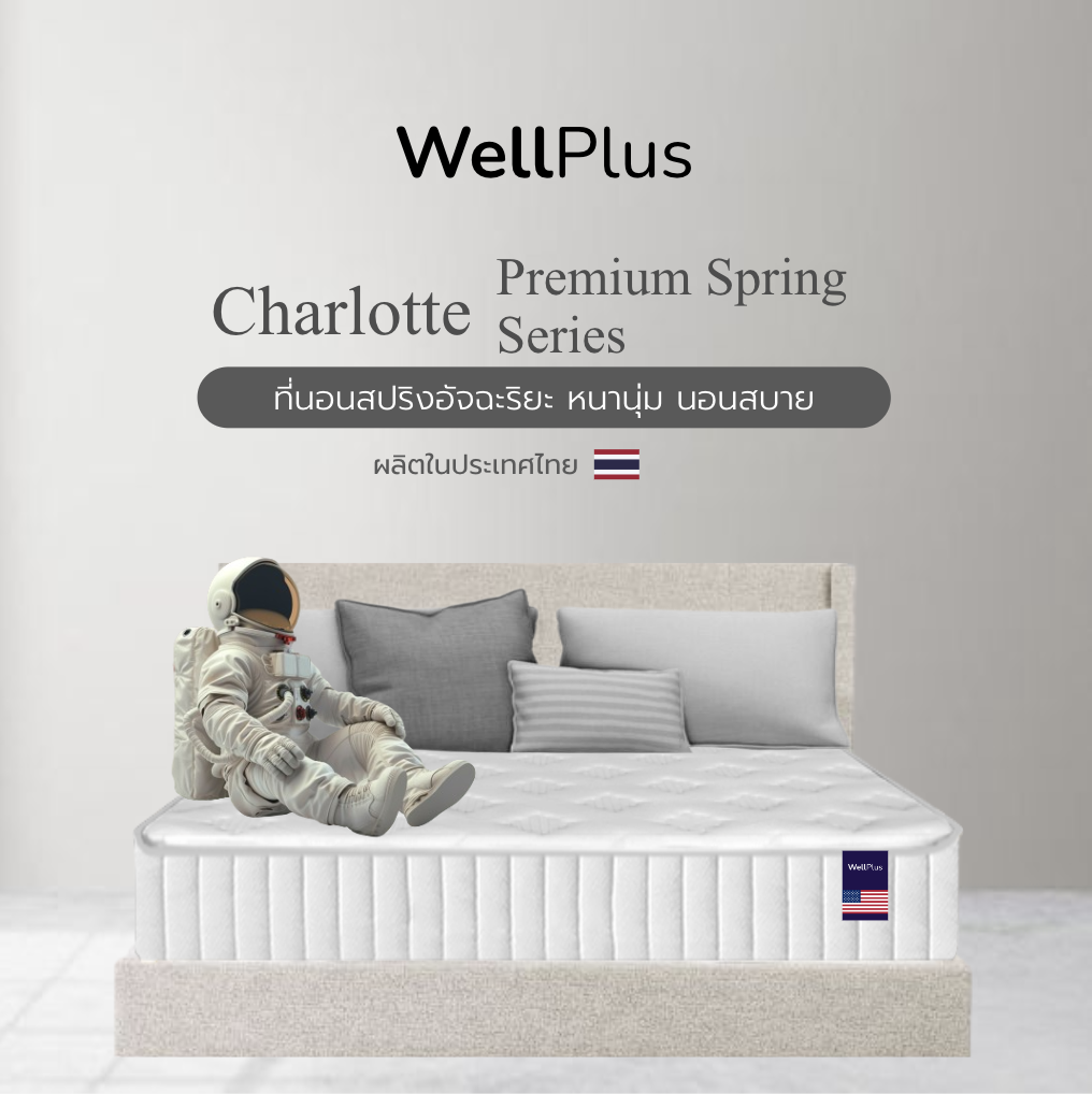 Wellplus ที่นอนสปริงพรีเมียม รุ่น Charlotte หนา 8 นิ้ว แข็งแรง สัมผัสนุ่มเด้ง รองรับสรีระได้ดี ขนาด 6 ฟุต-1