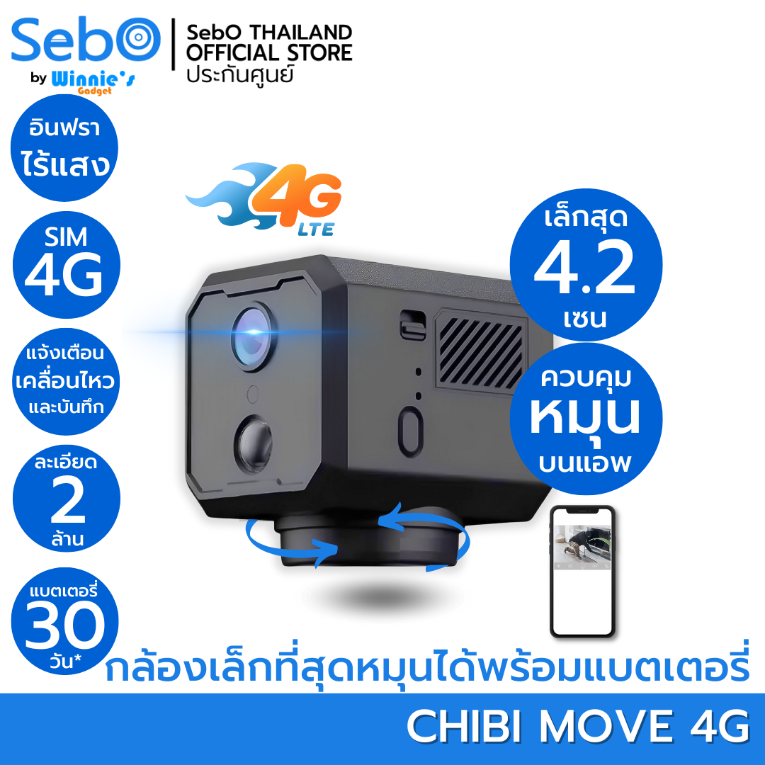 SebO CHIBI MOVE 4G สมาร์ทกล้องจิ๋วไวไฟ หมุนกล้อง 360 องศา ชัดระดับ FullHD เล็กเพียง 3.8cm อินฟราไร้แสง-1